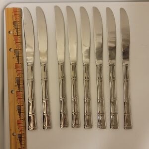 Sunshine Exotica Bamboo‎ Stainless Steel Set Of 8 Butter Knives 8 3/4 MCM Korea